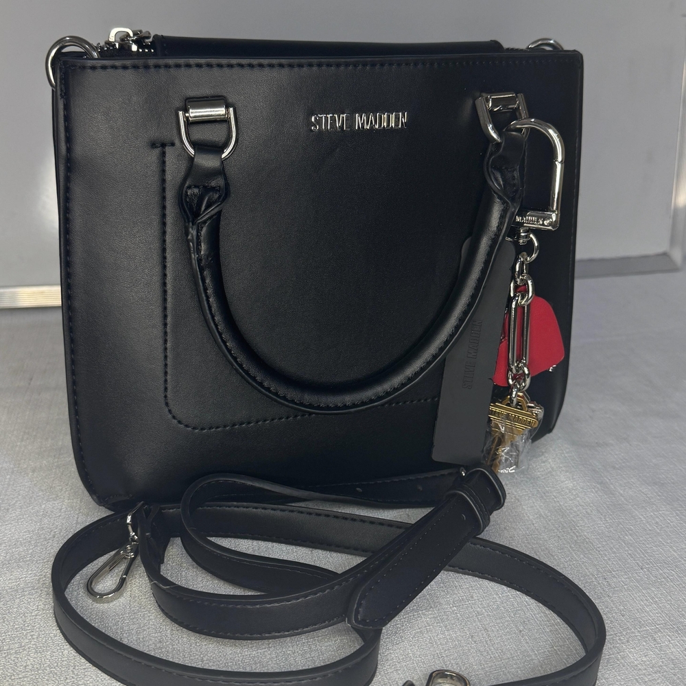 Steve Madden Black Satchel with Silver Accents